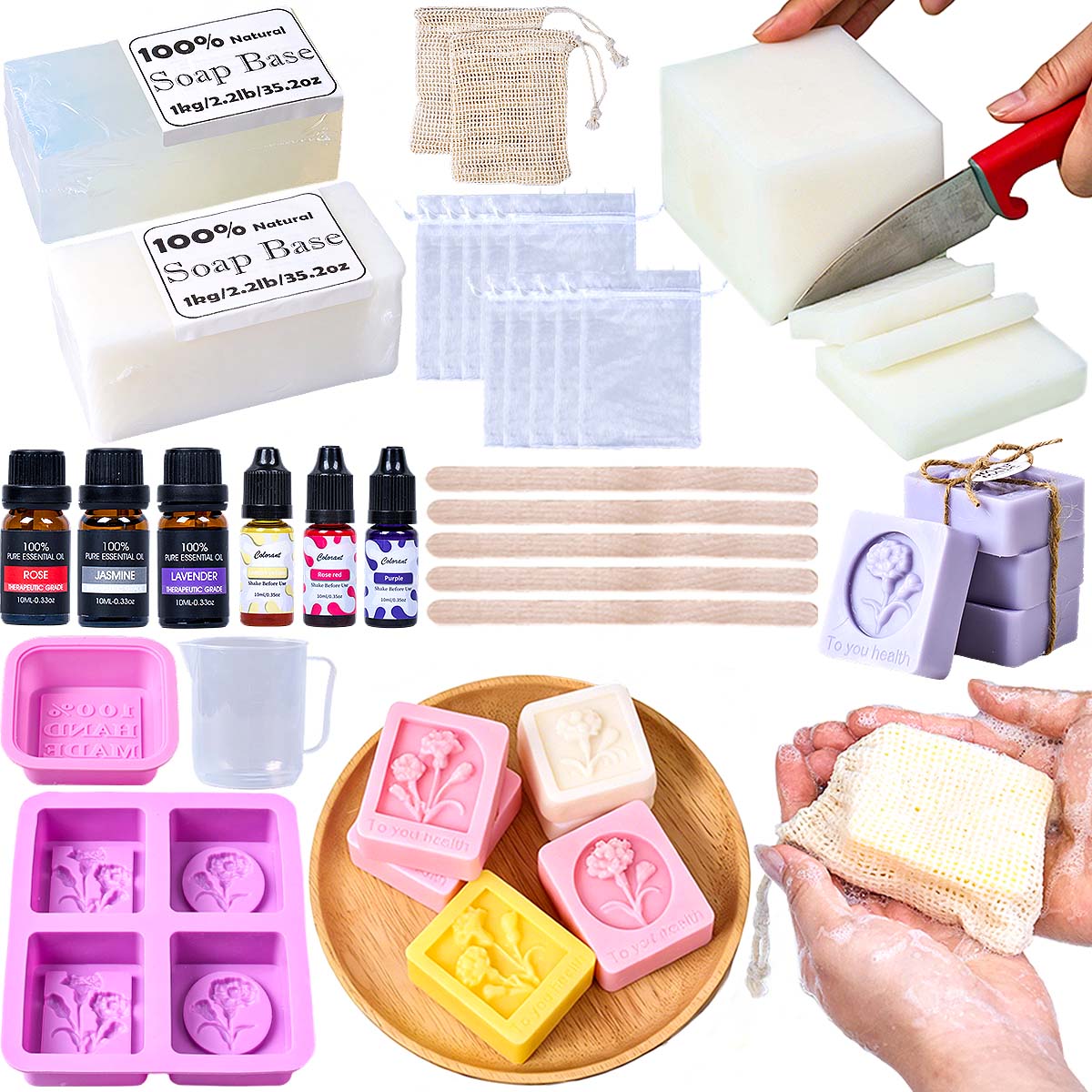 Soap Making Starter Kit - مجموعة كاملة لصنع الصابون يدويًا، أدوات